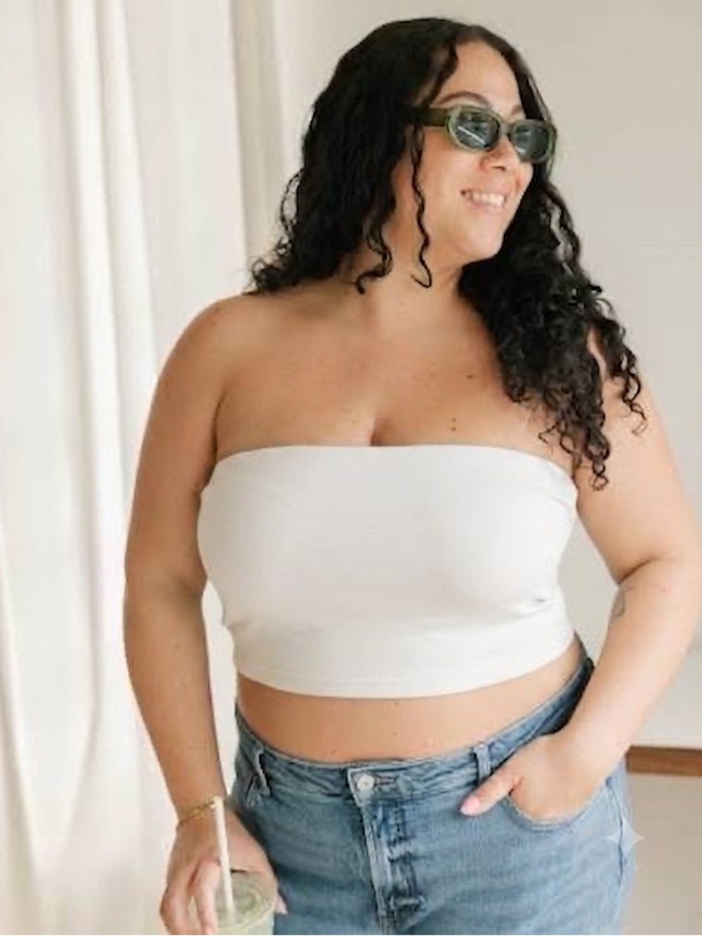 Smash + Tess Strapless Banging Crop Top,  bright white